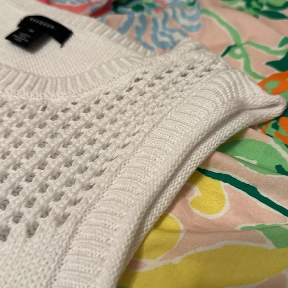 Sleeveless Crochet Tank Open Stitch Cotton Sweater Vest Summer White Top - Picture 7 of 8